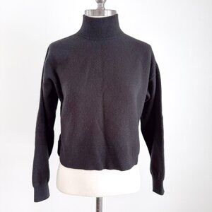 & Other Stories Black Boxy Mock Neck Sweater Small Wool-Blend